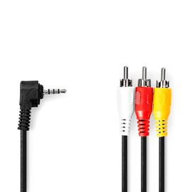 NEDIS Audio/Video Cable - 3.5 mm Male - 3x RCA Male - Nickel Plated - 2.00 m - Round - PVC - Black