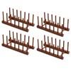 HBlife 4pcs 6 Slots Teak Dish Plate Bowl Cup Book