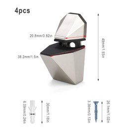 DEANKEJI Pack of 4 Glass Shelf Brackets, Glass Clamp Can Hold Glass Thicknesses of 3-16 mm Clamps, Brackets for Glass Panes, Adjustable for Living Room, Kitchen, Bedroom, Bathroom