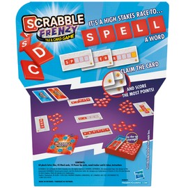 Scrabble Frenzy Tile and Card Game, Fast-Paced Scrabble Game for Family and Kids Ages 8 and Up, Easy to Learn Card Game for 2 to 4 Players