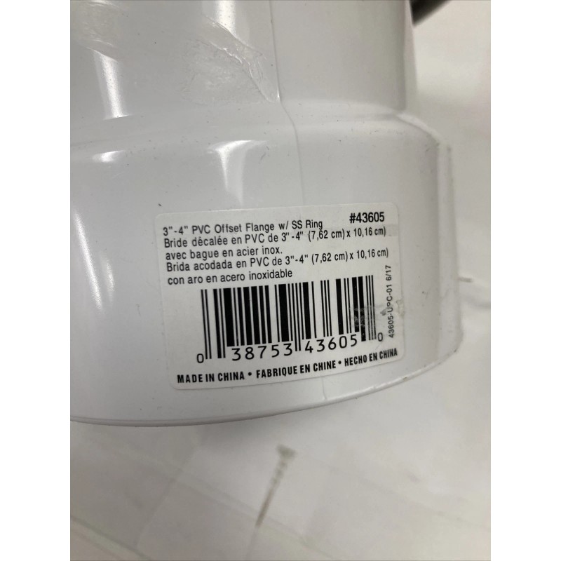 Oatey 436052 PVC Offset Open Toilet Flange with Stainless Steel