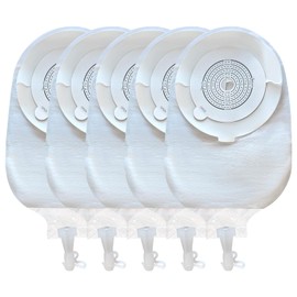 Jenshhch 20PCS One-Piece Urostomy Bag Drainable Pouches with Measure Card, Anti-Backflow System Urostomy Supplies with Drain Valve Closure for Urostomy Stoma Drainable 15-60mm Care Cut-to-Fit