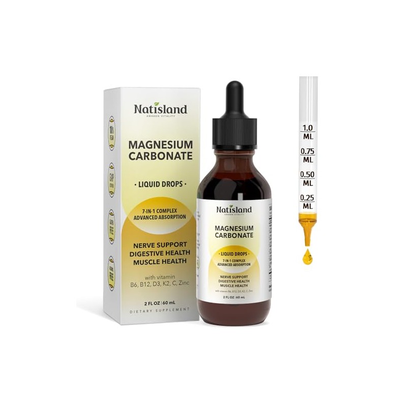 Magnesium Carbonate 500mg Liquid Drops, High Absorption Supplement with Vitamin