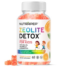NutraPep Zeolite Detox Gummies for Kids - Total Body Cleanse Micronized Chewables Supplement with Chlorella - Cleanse Out Toxins - Orange Flavor Vegan Non-GMO Gluten-Free