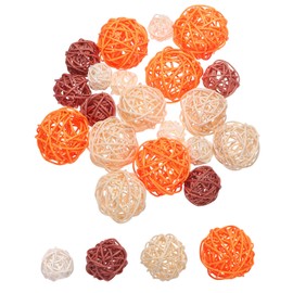 sourcing map 20 Pcs Vase Filler Decorative Balls, 2.4/2/1.6/1.2" Orange/Beige/Brown/White Wicker Rattan Decor, Balls Bowl Fillers for Home Decor,Center Table