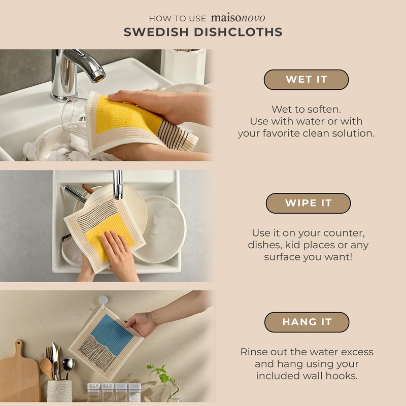 MAISONOVO Reusable Paper Towels Washable | Abstract Docle(A) Pack of