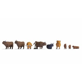 NOCH® Highland Cattle, Detailed Animal Figures for the Gauge H0, Hand Coloured, Ideal for Model Railways, Dioramas and DIY Craft Projects