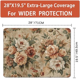 Vintage Rose Electric Stove Top Cover Protector-Retro Flowers Glass Flat Top Stove Mat Oven Induction Cooktop Mats for Countertop Mats Heat-Resistant Dish Drying Mat