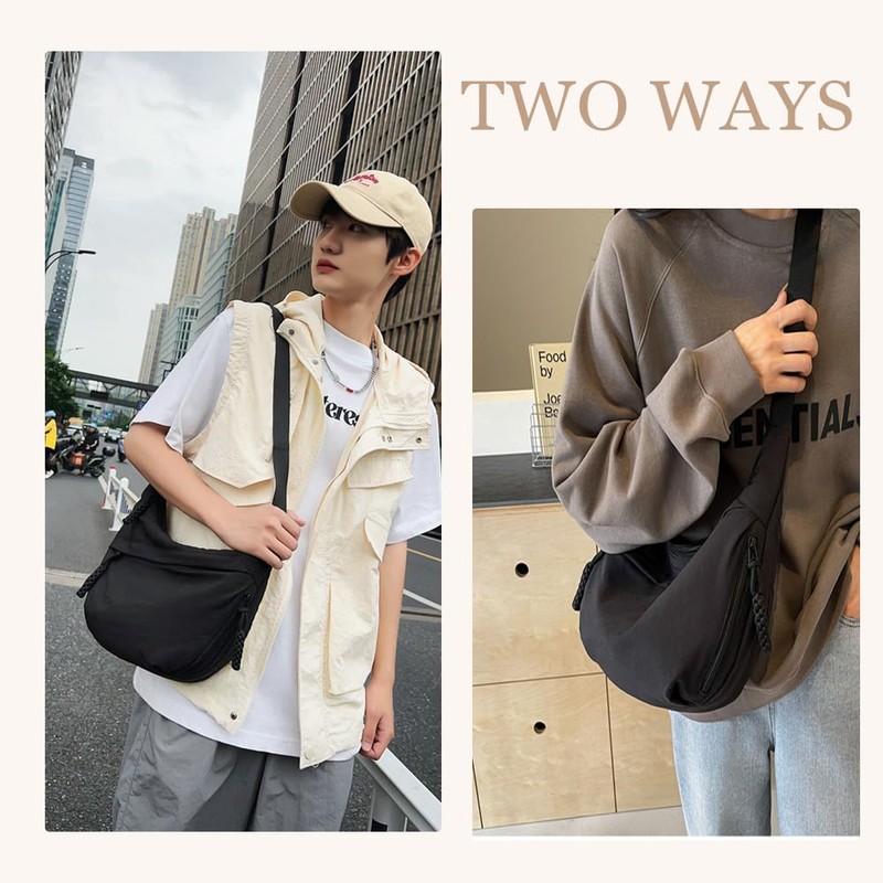 AndThere Crescent Bag for Women Crossbody Bag Nylon Half Moon