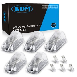 KDM Clear Lens Housing with White Led Bulb Cab Roof Top Marker Lights assembly Fit for 2014-2023 Dodge ram ProMaster 1500 1500 2500 3500 Pick up Truck Van，Mounted Running Clearance Lamp,5Pcs Pack