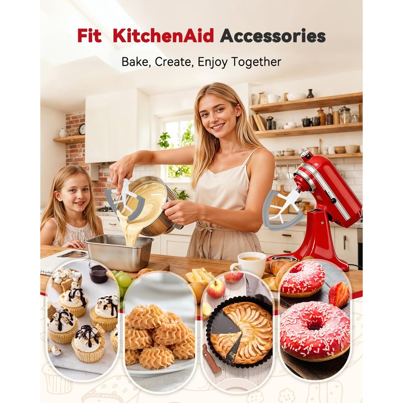 Flex Edge Beater Paddle for KitchenAid 4.5-5QT Tilt-Head Stand Mixer