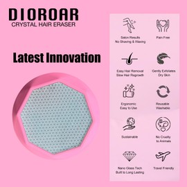 DIOROAR Crystal Hair Eraser for Women,Upgraded Painless Crystal Hair Remover Diamond,Effective Nano Glass Hair Removal Stone and Skin Exfoliation,Natural Epilator for Silky Skin(Rose Pink)