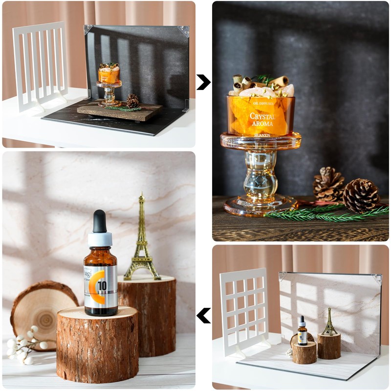 Product Photography Backdrops with Shadow Boards, 9Pcs 18 Curated Patterns