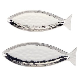 Certified International Silver Coast 3-D 2 Piece Fish Platter Set, 17.25" x 6"
