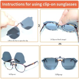 GLEXAL Black Irregular Polygon Clip-On Sunglasses – Polarized, Blue Light Blocking & UV400, Anti-Glare for Driving/Outdoor/Digital Use