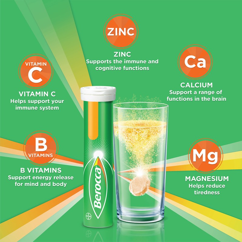 Berocca Energy Vitamin with 12 Essential Vitamins and Minerals to