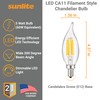 Sunlite 41354-SU LED Filament Chandelier Light Bulb with Flame Tip,