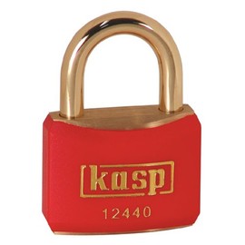 Kasp 124 Brass Padlock - 40 Millimeters - Brass Shackle - Red - KA24406 - Keyed Alike