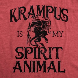 Womens Krampus is My Spirit Animal T Shirt Funny Xmas Saint Nicholas Folklore Tee for Ladies Funny T Shirts Christmas Tops for Women Cool Sarcastic Top Red - XL