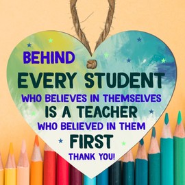 Pixie's Gift Wooden Heart Plaque - Heartfelt Teacher Appreciation Gift - Handcrafted, Laser Cut, 10cm x 9cm - Thank You Gift for Teachers, Leaving School, Nursery - Modern Rustic Style