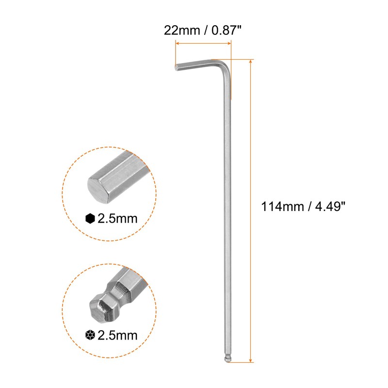 QUARKZMAN 4 Pieces Ball End Hex Key 2.5mm L Shape