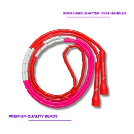 Elevate Rope Professional Beaded Skipping Rope - 3 m Adjustable, Quality Beads & Poly Cord - For Freestyle, Cardio & Tricks - Suitable for All Levels & Indoor/Outdoor Use (Irisha)