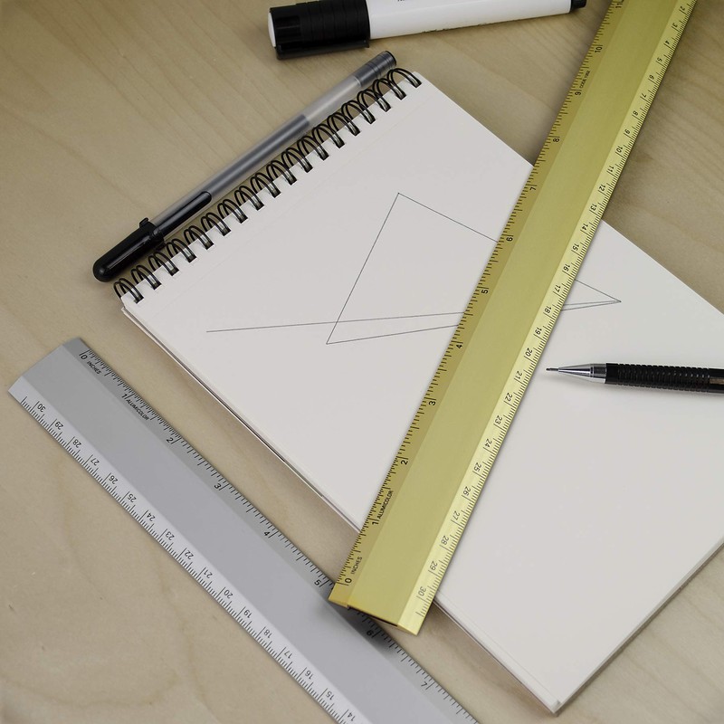 Alumicolor Aluminum Desk Ruler, 8IN, Blue