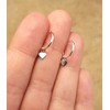 Katy Craig, Tiny Sterling Silver Hoop Earrings with Dangling Love