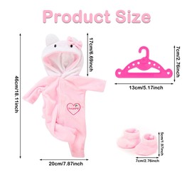 Doll Clothes, Dolls Clothes 36-43 cm, 1 Piece Doll Clothes + Socks + Clothes Rack (Dolls are Not Included) (Pink)