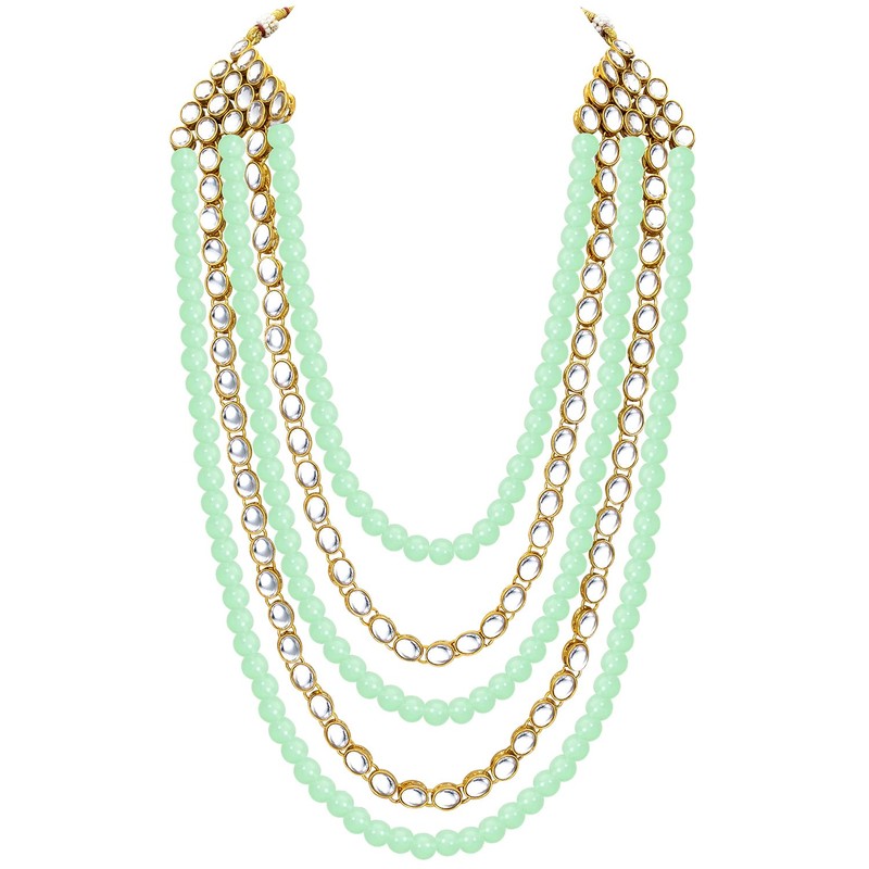 Aheli Kundan Pearl - Juego de collar y pendientes largos