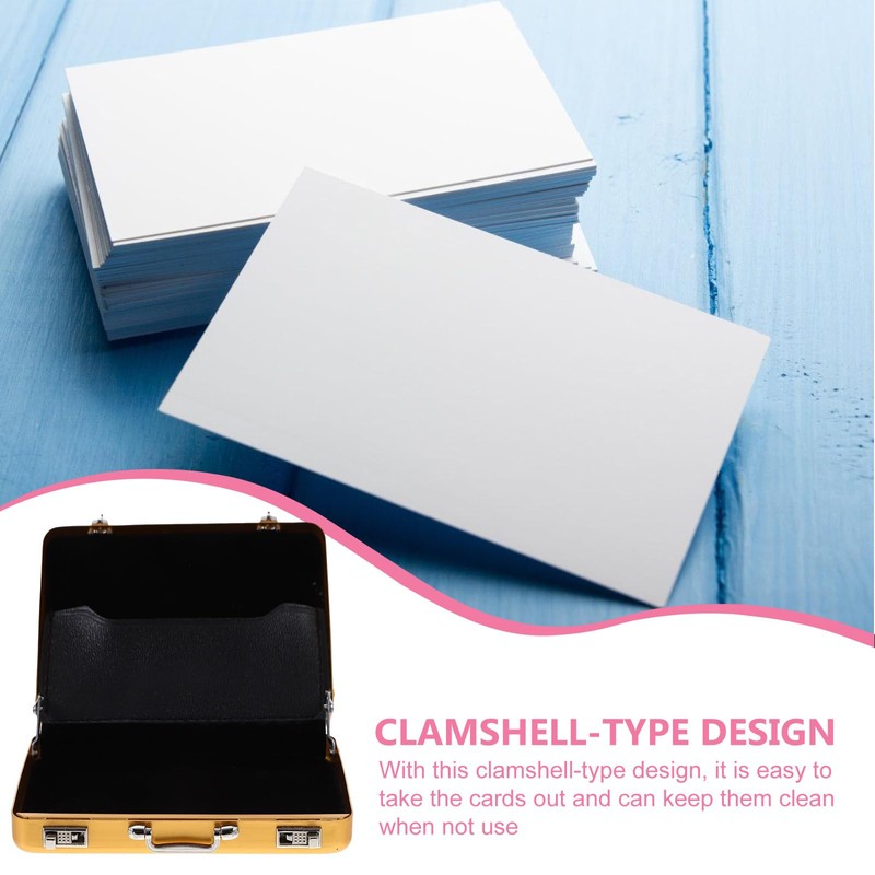 Tofficu Golden Mini Briefcase Metal Business Card Holder - Portable