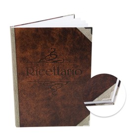 Logbuch-Verlag Recipe Book for Writing Yourself Blank with Italian Title Ricettario Leather Look Brown DIN A4