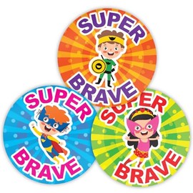 Stone Melon School Reward Stickers 144 I was Brave Today Superhero Bravery Stickers 30mm Round Awards Doctors Nurses Nursery Teacher Parents Children Kids