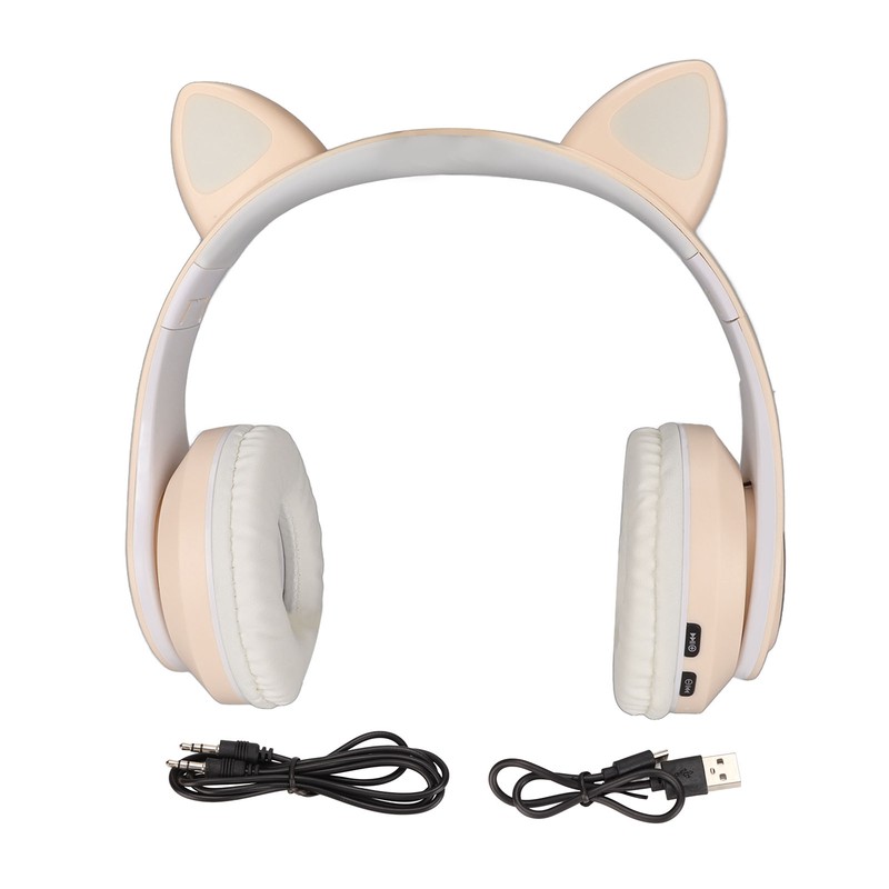 Glowing Cat Ears Bluetooth Headphone Bass Foldable Wireless Headwear Breathing