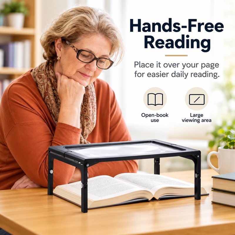 3X Full-Page Magnifier for Reading – Foldable Desktop Design with