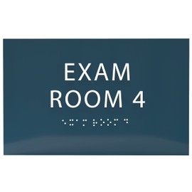 ADA CENTRAL SIGNS 6" X4" Exam Room 4 Sign- Tactile Graphics Grade 2 Braille Text | Modern Utility Wall Mount ADA Compliant Plastic Signs For Schools, Offices, Businesses, Apartments & Restaurants