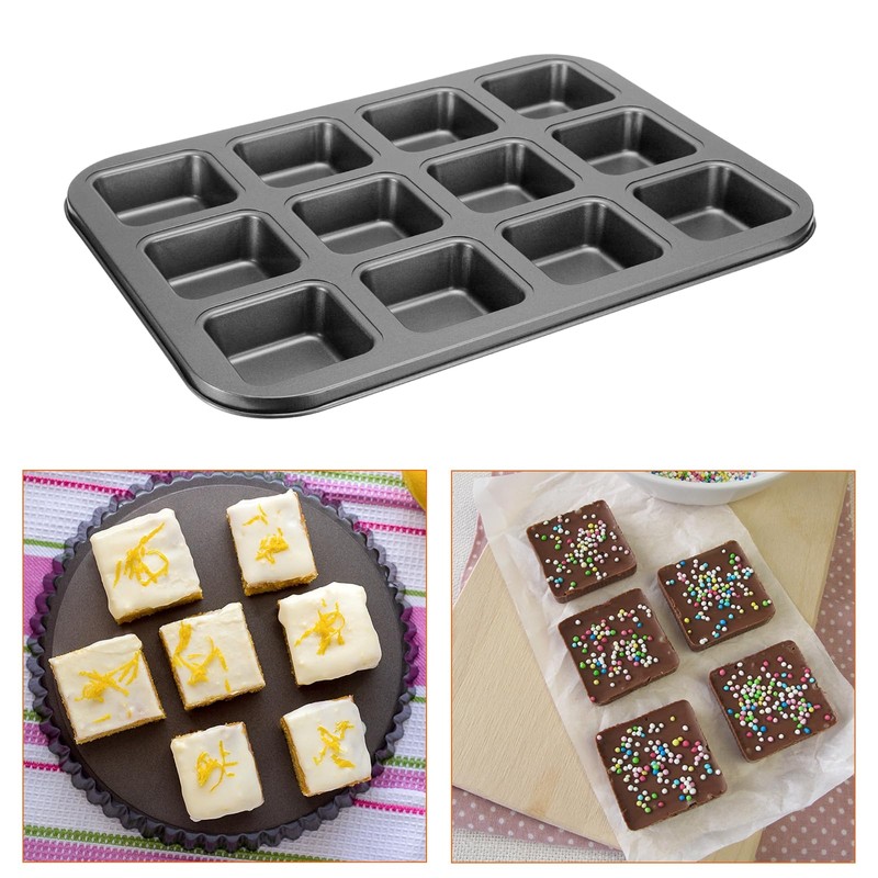 sourcing map Square Muffins Pan 12-Cup Grey Nonstick Square Cupcake