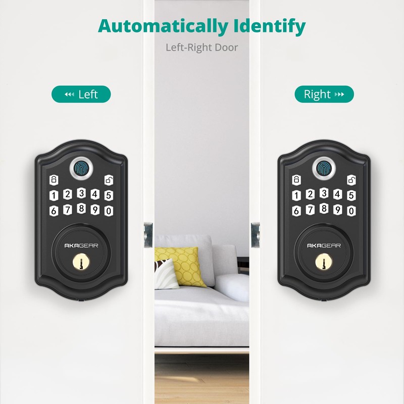 AkaGear DS10 Keyless Entry Door Lock with Fingerprint, Electronic Keypad,