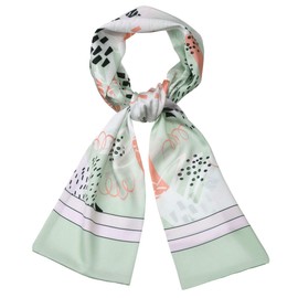 sourcing map Women's Graffiti Scarf Neck Scarves Skinny Wrap Polka Dot Stripes Headband Neckerchief, light green