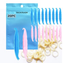 Rubber band placers (20 pack) Teckolign Dental Elastic Rubber Bands Placers for Braces, 20 PCS Plastic Orthodontic Elastic placers,Rubber bands push and pull hook tool,streching and installing. Good Orthodontic Supplies for oral care