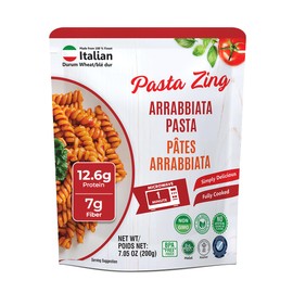 Pasta Zing Arrabbiata Pasta, Spicy Italian Al-Dente Fusilli, Ready in 1 Minute, Made with 100% Durum Wheat, 12.6g Protein 7g Fiber, Clean Label Shelf-Stable, 7.05 oz Pouch, Pack of 7