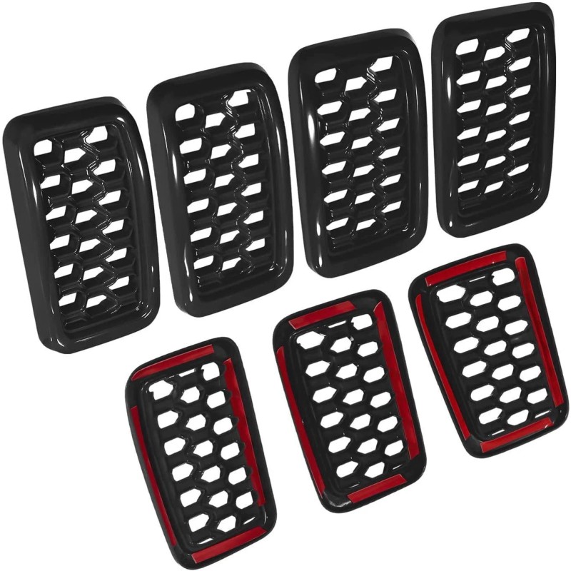DW-Auto Honeycomb Mesh Front Grill Inserts Kits 7pcs For Jeep
