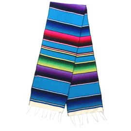 Mexican Serape Table Runner 72"x12" by Leos Imports (TM) (Aqua)