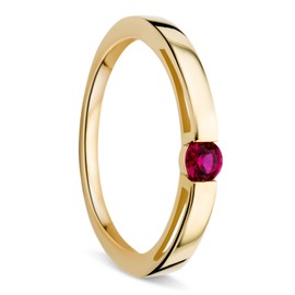 Orovi Woman Solitaire Engagement Ring 9 ct/375 Yellow Gold and Ruby 0.15 ct