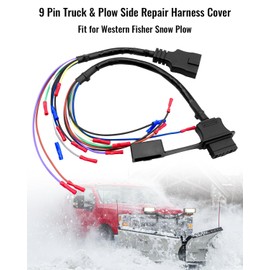 Qnbes 9 Pin Truck and Plow Side Repair Harness Cover Fit for Western Fisher Snow Plow Truck Side 49308 & Plow Side 49317 (with Dust Cover)
