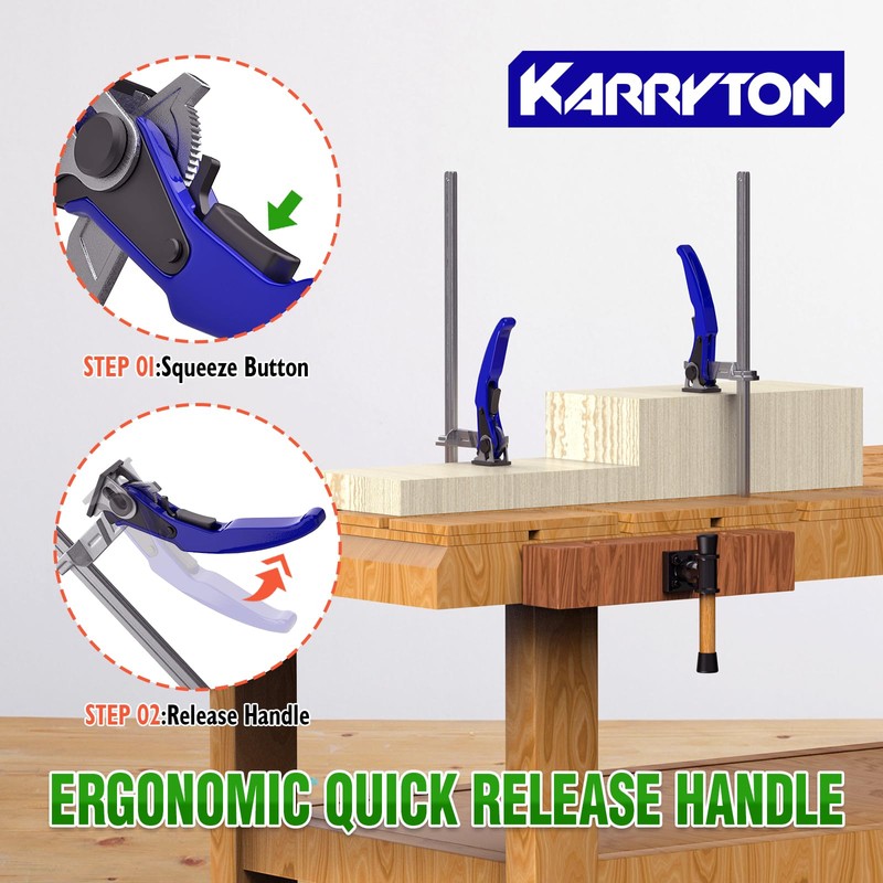 KARRYTON 2-Pack Quick Release Ratchet Track Saw Clamps, 6-1/2" Capacity