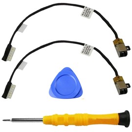 ZHUROUPU 2 Pcs DC Power Jack Charging Port Socket Plug in Cable with Wire Replacement for Dell Inspiron 15 17 5000 5767 5565 5567 P/N: 0R6RKM R6RKM (Black)
