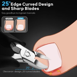 4Pcs Podiatrist Toenail Clippers for Thick & Ingrown Nails, Nail Clippers for Men for Seniors, Toe Nail Clippers Kit with Easy Grip Handle Wide Jaw Opening, Pedicure Grooming Tool, Wanmat