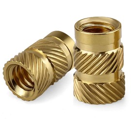 1/4-20 x 5/16" D x 1/2" H Heat Set Threaded Inserts - Brass Nut Inserts Knurled Grip for 3D Printing/Plastic/Prototyping - Thermal Insertion Fasteners for CNC, RC Models, DIY Projects, 50-Pack