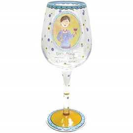 WL SS-WL-19617, Everything Improves Inscription Wine Glass with Chic Woman Decoration